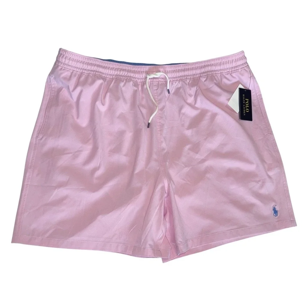 Polo Ralph‎ Lauren Mens 3XLT Pastel Pink Swim Trunks Board Shorts Blue Pony NWT